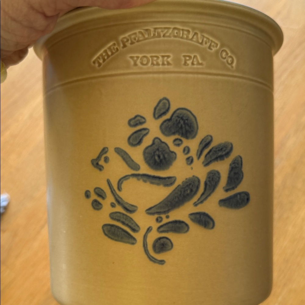 Pfaltzgraff Cream and Blue Stoneware Utensil Crock - Picture 5 of 7